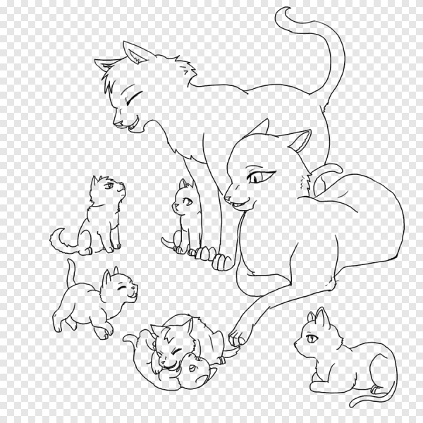 Раскраска Кошачья семья