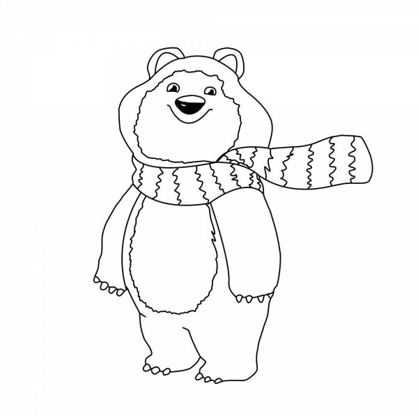 Олимпийский мишка нарисова