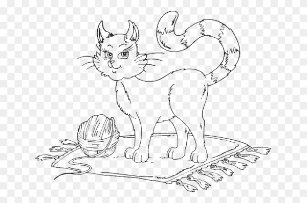 Котик на коврике раскраска