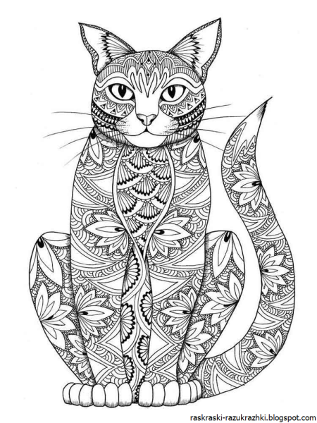 Котики для раскрашивания сложные