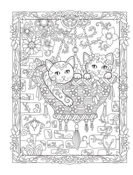 Раскраски котики сложные