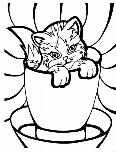 Раскраска котята в корзинке