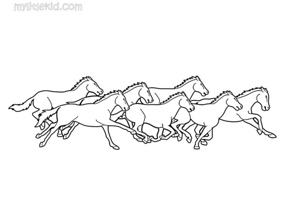 Раскраска кони у реки казачий