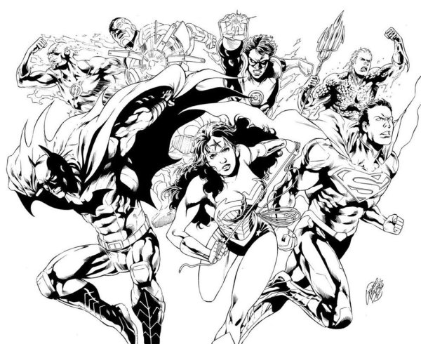 Раскраска Супергерои DC Comics