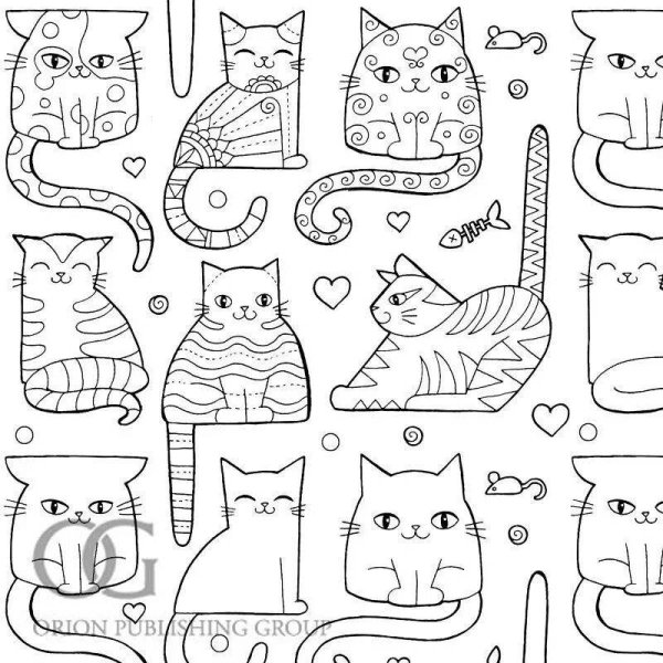 Раскраска котики много