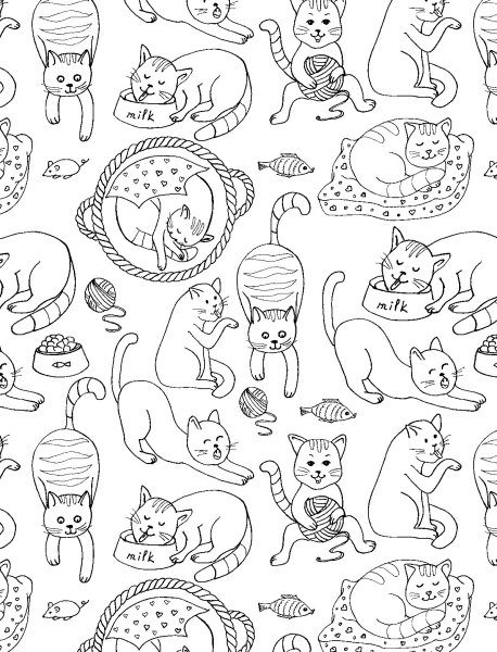 Раскраски котики мелкие