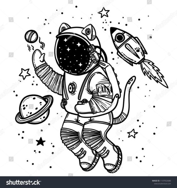 Кот космонавт чб