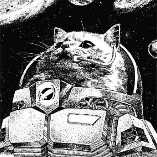 Эскиз тату кот космонавт
