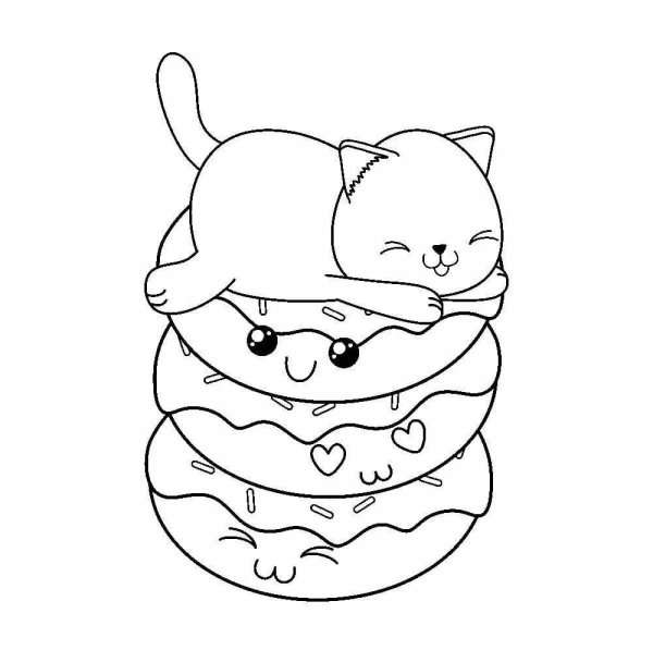 Кот пончик раскраска