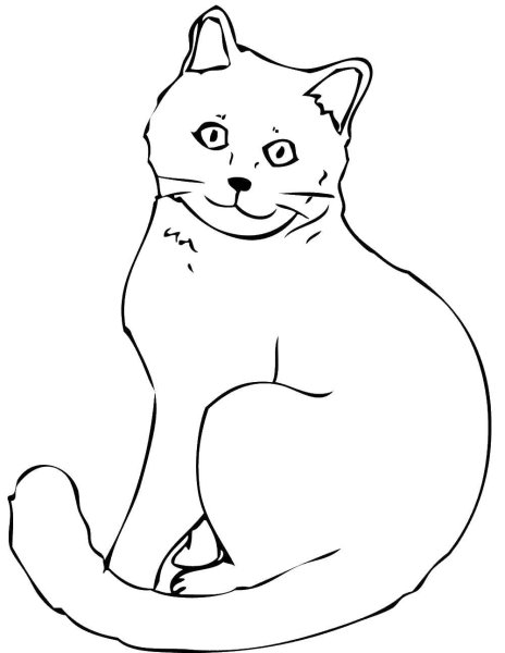 Кошка раскраска для детей
