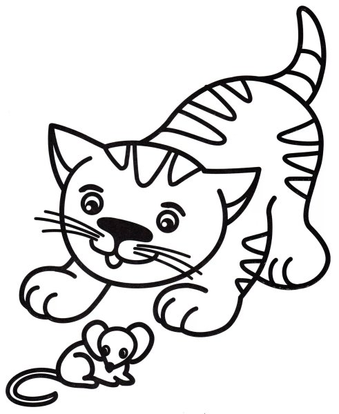Кошка и мышка раскраска