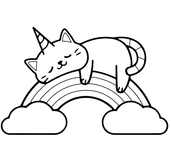 Кошка Единорог раскраска