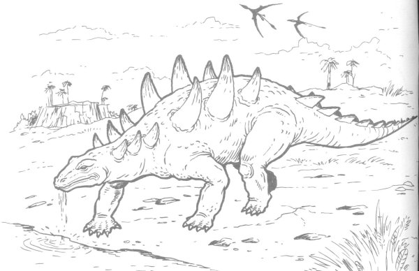 Раскраска Анкилозавр мир Юрского периода