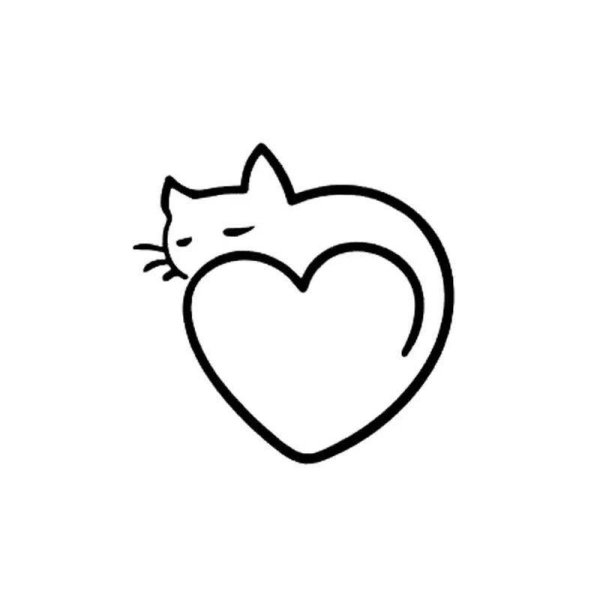 Раскраска котенок с сердечком