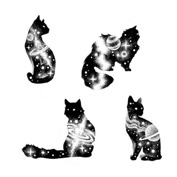 Тату черный кот эскизы