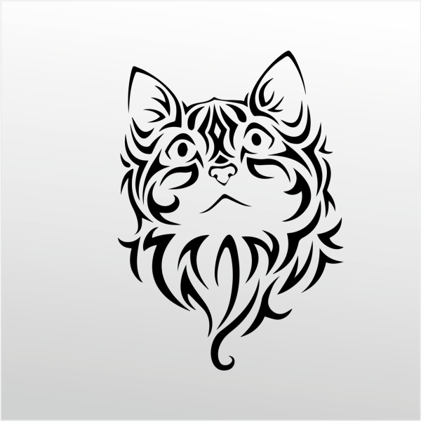 Татуировка кот на белом фоне