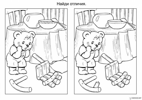 Раскраска к сказке три медведя для детей