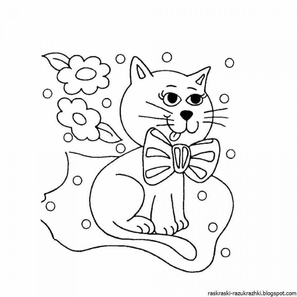 Раскраска кошка для детей 6-7 лет