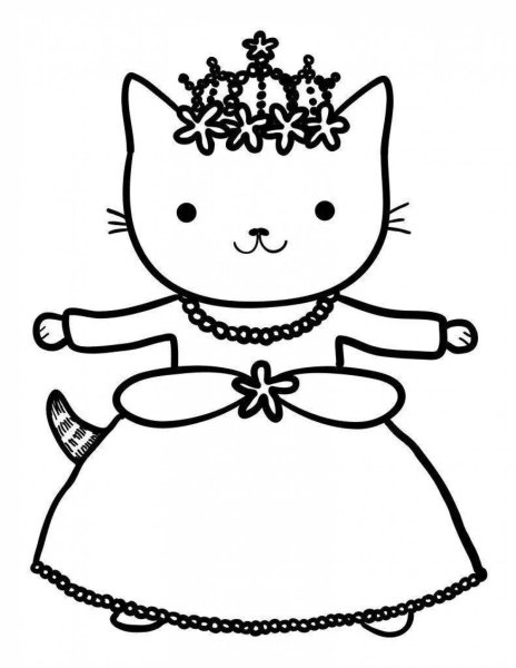 Раскраски котик с короной (46 фото)