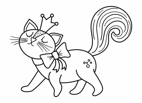 Котенок с короной раскраска