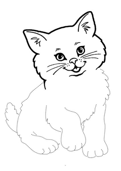 Кошка контурный рисунок