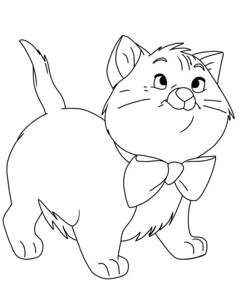 Раскраска котик с бантиком