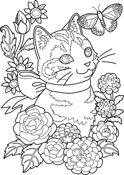 Кошки. Раскраска