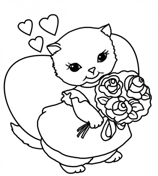 Котята с мамой раскраска