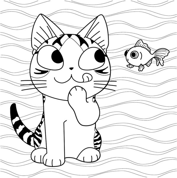 Рисунок кошки легкий