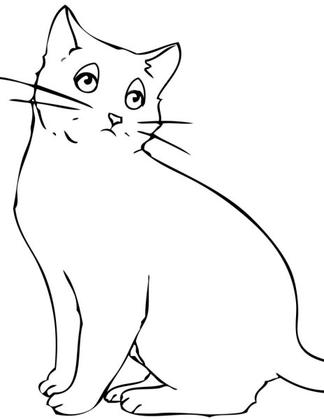 Кошка контурный рисунок