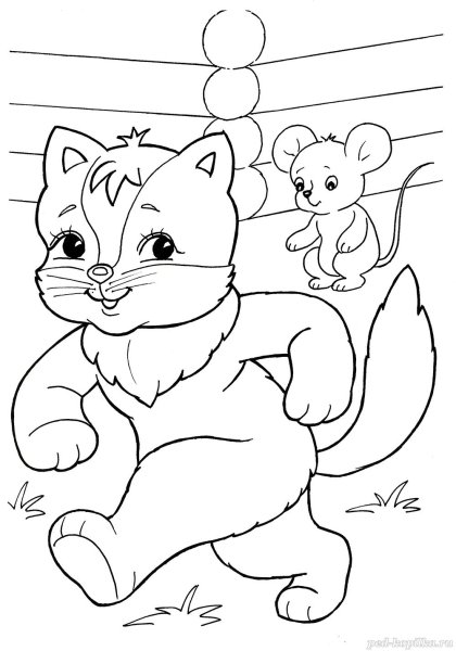 Раскраска кошка для малышей 2-3 лет