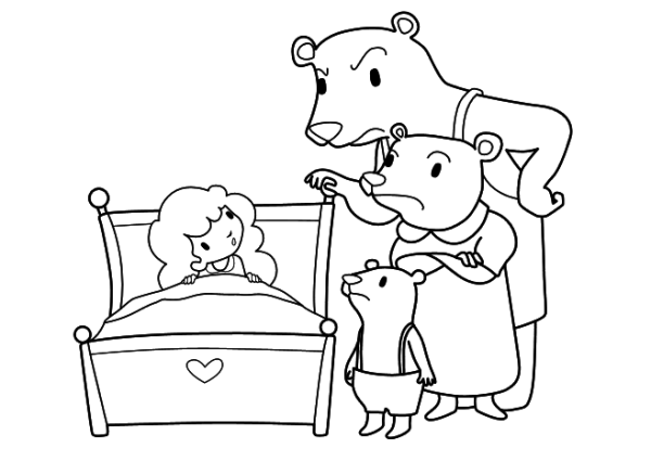 Кровати трех медведей раскраска