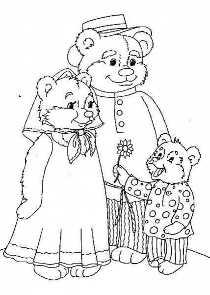Раскраски три медведя маленькая (45 фото)