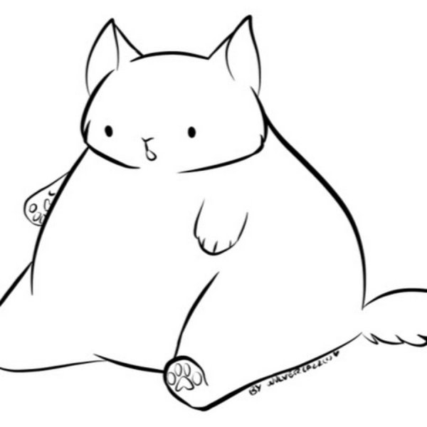 Толстый кот нарисованный