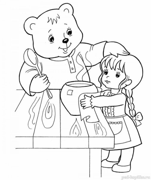 Машенька и медведь раскраска по сказке