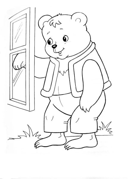 Медведь из сказки Теремок раскраска для детей