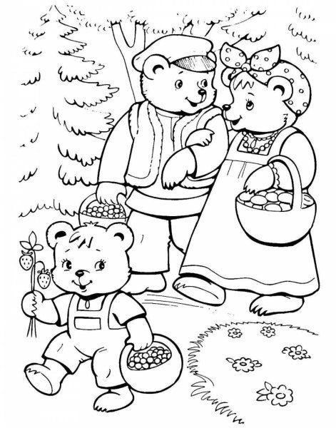Маша из сказки три медведя раскраска