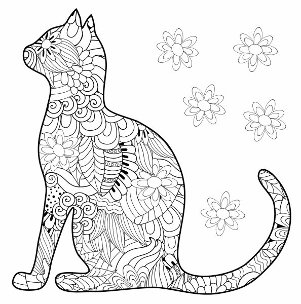 Раскраски котики сложные