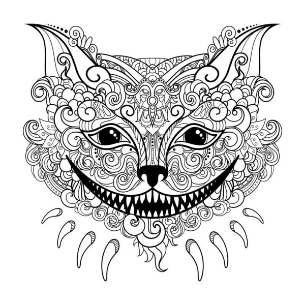 Чеширский кот раскраска