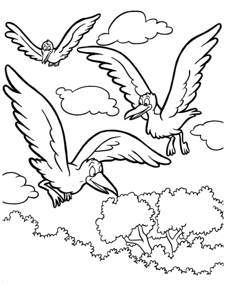 Перелетные птицы осенью раскраска для детей
