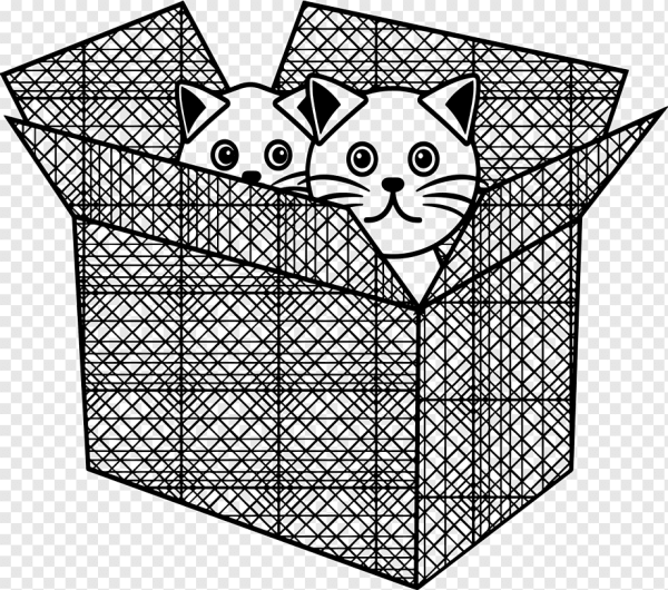 Раскраска котенок в коробке