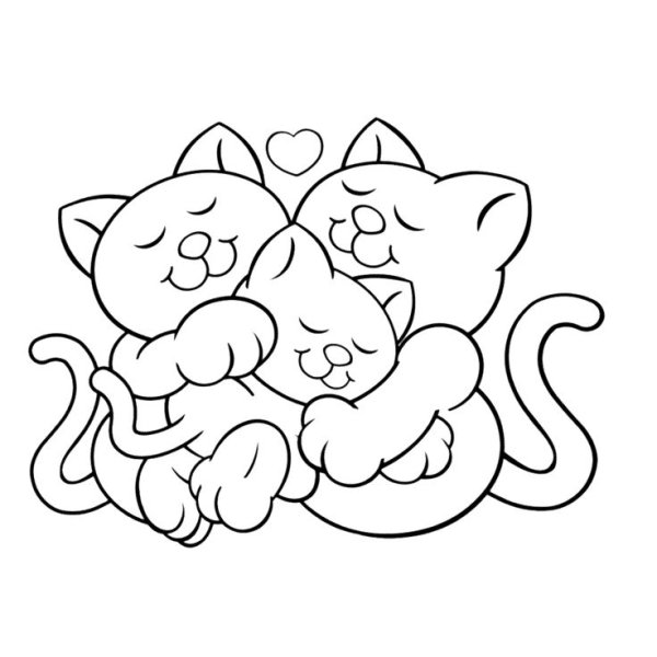 Семья кошек раскраска для детей