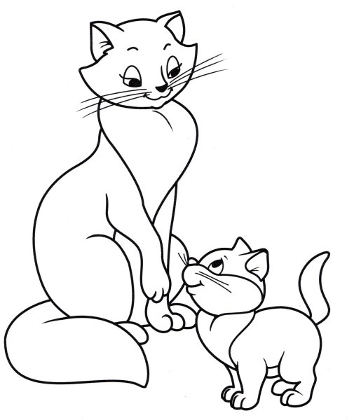 Кошка раскраска для детей