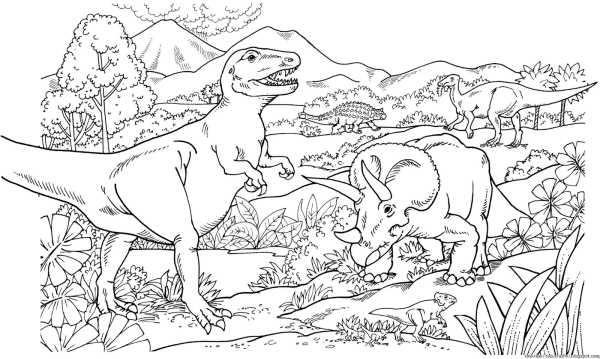 Динозавр Тираннозавр раскраска для детей
