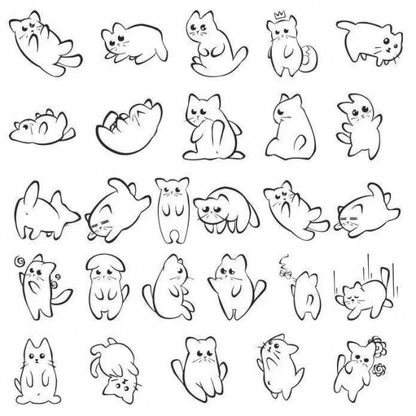Раскраски котики маленькие для наклеек (50 фото)