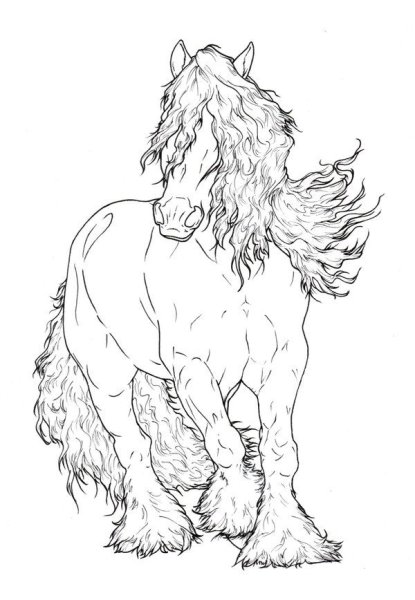 Лошадь с гривой раскраска