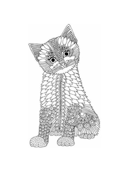 Котики для раскрашивания сложные