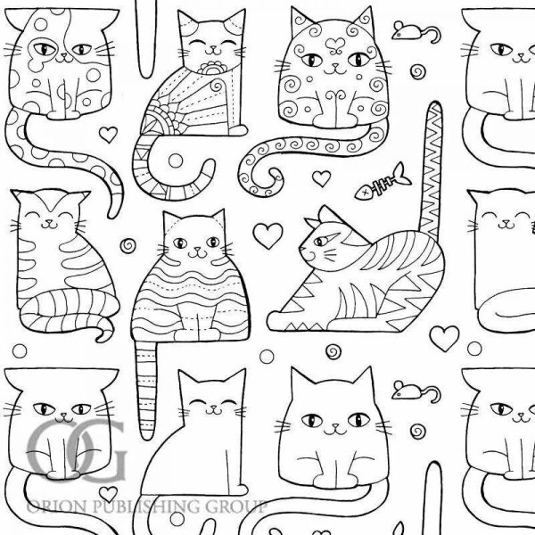 Раскраска котики много