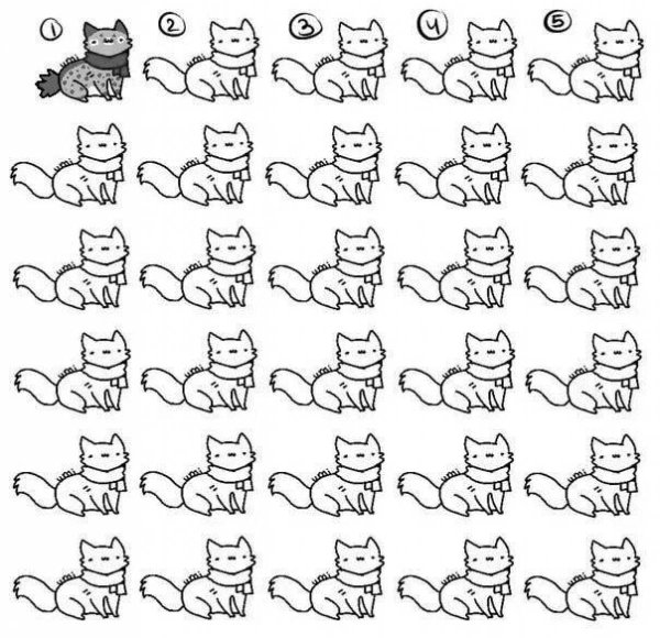 Раскраска котики маленькие много