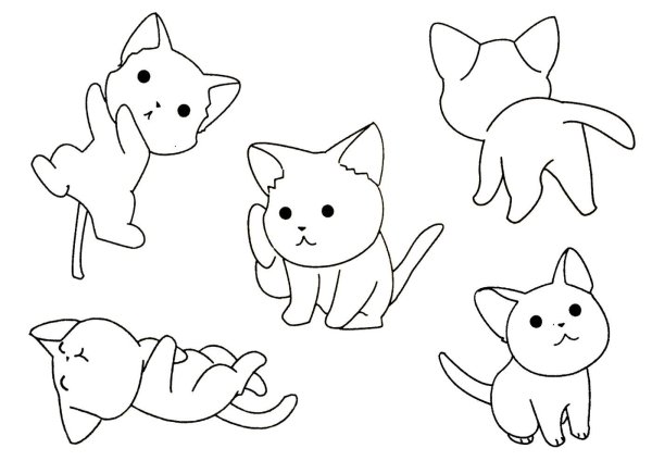 Раскраски котики маленькие
